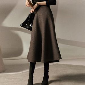 [브리치]  / NS428 여성 A라인 빈티지 체크 모직 스커트