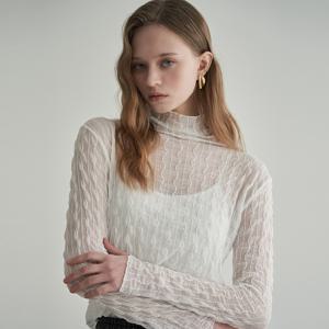 시어 레이어드 시스루 폴라 티셔츠 LN03TS170L