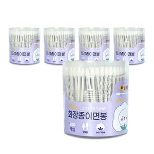 이지앤 화장종이면봉 200P 원통 -5개 원통면봉 멸균면봉 종이면봉 메이크업 고급면봉