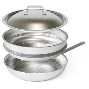 프리미오 스텐316 무연마 IH 후라이팬28cm-찜기세트