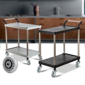 플라스틱 PP 2단 중 무소음바퀴 이동식선반 트롤리 서빙카 써빙카트 써빙카 주방카트