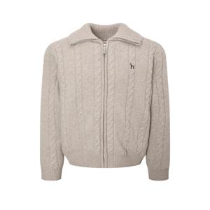 헤지스 [25FW] 남성 하이넥 울 케이블 방풍 집업 가디건 HZSW5D327I2