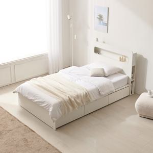 모노 로인 LED 책장 수납 침대 프레임 SS