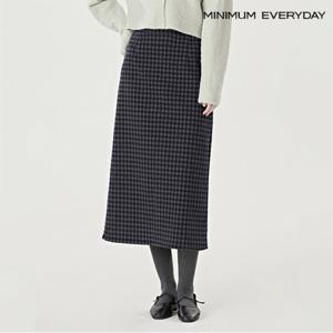 정상가:79,000원 ㅣ  에브리데이]융기모 체크 뒷 밴딩 롱 스커트 (EB4WH020D)