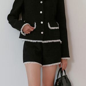 [12월26일 예약배송] Cest_Lace line tweed short pants