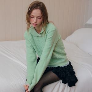 [1월2일 예약배송] Cest_Doll collar lace knit sweater