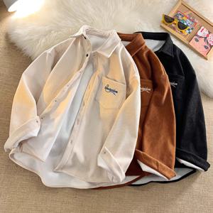 [브리치] 제로스샵 / 레터링 코듀로이 기모셔츠