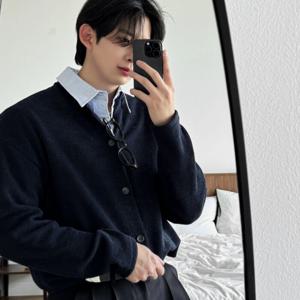 [브리치]  / 이즌 남자 오버 루즈핏 니티드 라운드 니트 가디건