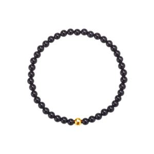 [티르리르] 24K 옐로우골드 운명 골드볼 흑진주 팔찌 TBSK2422070M