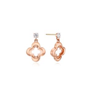 [티르리르] 14K 핑크 골드 플레르 랩다이아 3링 귀걸이 TETK4P04193SLD