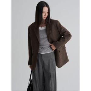 오버핏 테일러드 재킷  브라운