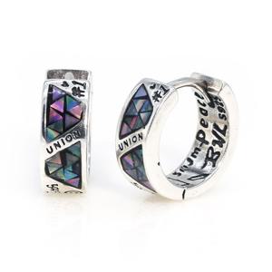 [브리치] 리즈타라 / 실버 925 블랙 자개 레터링 원터치 귀걸이  링 은