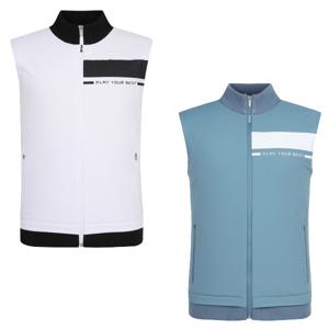 [핑골프] 양말증정 남성 우븐 패치 집업 니트 베스트 111C3SV102