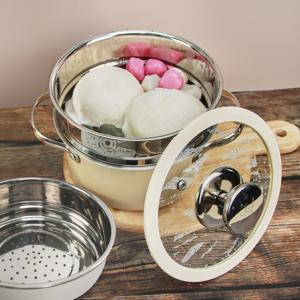 스텐 2단 미니 이유식 찜냄비 만능 스티머 찜통 찜판 찜솥 18cm