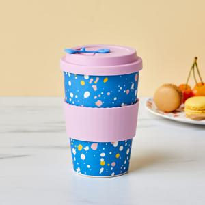 럭키버니 뱀부파이버 뚜껑 텀블러 500ML 블루