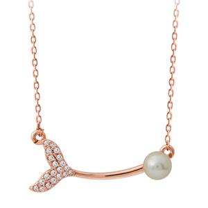 패션 로즈골드 고래꼬리 진주 목걸이