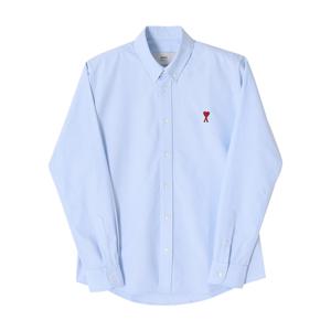 AMI BFUSH063 CO0031 450  드 꾀흐 스몰 하트 로고 옥스포드 공용 셔츠