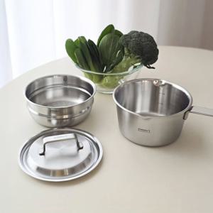 블루마마 통5중 이유식 편수냄비 스텐 316 무연마제