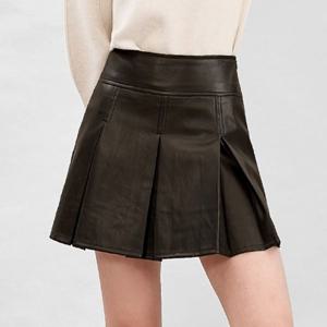 [하프클럽] 로체 여성골프 레더 플리츠스커트 여자 골프가죽치마 여자레더스커트
