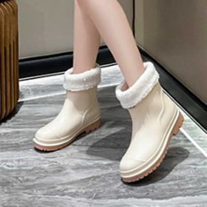 여성 레인부츠 미끄럼방지 털 부츠 짧은장화 방수슈즈 레인부츠 숏레인부츠 털부츠