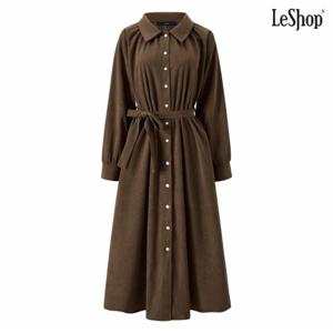 정상가:99,000원 ㅣ 카라넥 버튼업 허리 끈 롱 원피스 (DP4OW005A)