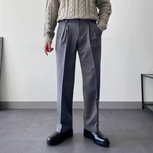 겨울 기모 핀턱 정장 바지 출근룩 슬렉스 따뜻한 투턱 세미 와이드 슬랙스 2color