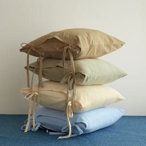 솔리드 자루형 리본 쿠션커버 50x50cm 4colors