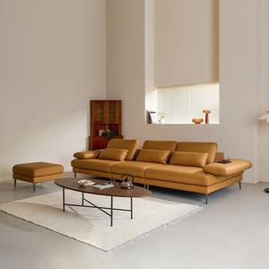 모션 4인 쿼드 스윙 전체 통가죽 소파+스툴