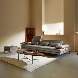 모션 4인 쿼드 스윙 전체 천연가죽 소파+스툴