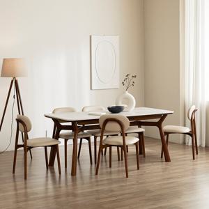 피즈 소리없는 애쉬 원목 포세린 세라믹 식탁세트 6인(1800)