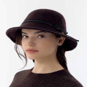 헤지스 액세서리 [[24FW]] HILG4F814W2 브라운 스트랩 울혼방 니트 벙거지모자