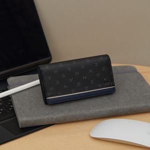 헤지스 액세서리 남성 [[24FW]] WUHO4F455BK [스테디셀러]블랙 이니셜패턴 가죽 카드지갑