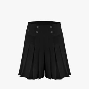 플리츠 하프 롱 큐롯 팬츠 (블랙)