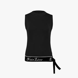 메쉬 라운드넥 민소매 니트 (블랙)