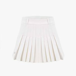 포인트 스냅 플리츠 스커트. (화이트)