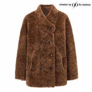 정상가:209,000원 ㅣ 빈티지 더블 버튼 시어링 퍼 하프 자켓 (NP4JK018L0)