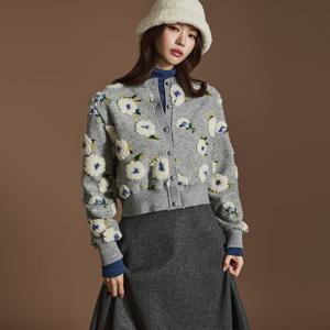 J2528 플라워 울 가디건