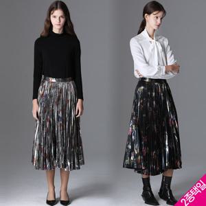 [최초가 49000원] 글로시 프린팅 플리츠 스커트