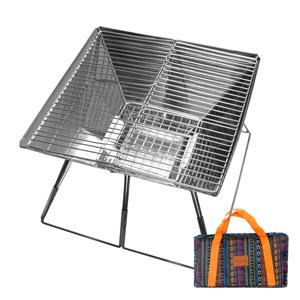 BUCK703 접이식 화로대 420x420 캠핑 바베큐그릴 참숯 화로대 불멍 장작 훈제그릴 비비큐 꼬치 토치