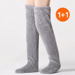 1+1 겨울 후리스 레그워머 남여공용 다리 따뜻한 수족냉증 무압박 롱 수면양말 극세사 니삭스