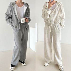 [하프클럽] 루즈핏 후드집업 팬츠 세트 겨울 기모 트레이닝 세트 따뜻한 바지 투피스 데일리룩 꾸안꾸룩