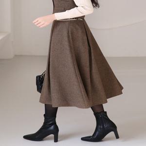 [루이스엔젤] 웜무드 보카시 울 블렌딩 핀턱 플리츠 A라인 스커트