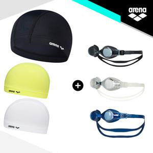 수경 수모 세트(안티포그 처리)(천 수영모자)