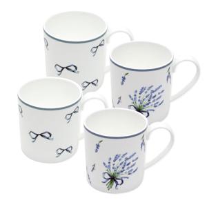 [롯데백화점]본차이나 라벤더부케 4인 머그컵 세트 4p 귀여운 머그잔