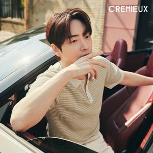 다니엘크레뮤 25SS 린넨 블렌디드 스트라이프 카라 니트