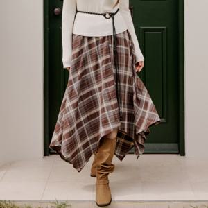 [롯데백화점]벨트포인트 체크 언발 스커트 PBBF5F1SK8131