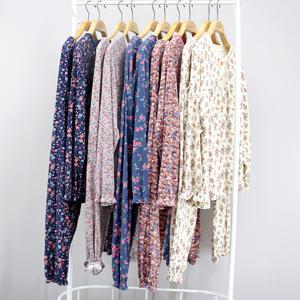 여성 피치기모 플라워 시보리 상하세트[JB8689] 실내복상하 잠옷상하