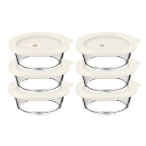 내열오븐유리 촉촉한 즉석한끼용기 원형 400mlx6p  밥용기 유리용기 냉동밥보관 찜기 반찬통