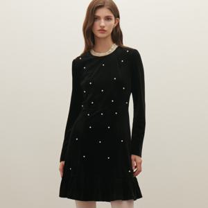 [샤틴]벨벳 프릴카라 원피스 S254M653