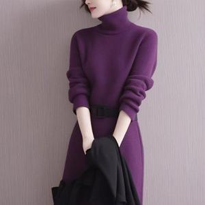 터틀넥 슬림핏 겨울데일리룩 자누엘니트롱원피스